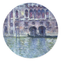 Palazzo Da Mula Venice By Claude Monet Round Sticker