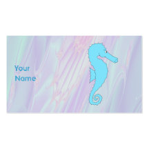Pale Blue Seahorse on Background of Pastel Colours Business Card Templates