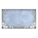 Pale Blue with White Flowers Business Card