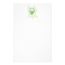 Pale Green and Grey Monster Cartoon Stationery