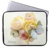pale green butterfly on flowers laptop sleeve laptop sleeves