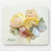 pale green butterfly on flowers mousepad mousepads