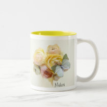 pale green butterfly on flowers two-tone mug mugs