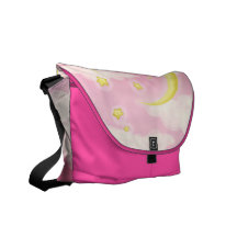 Pale Moon on Pink Courier Bags
