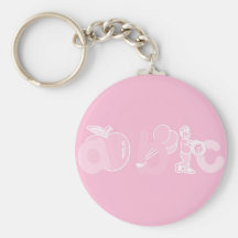 Pale Pink ABC Alphabet Logo for Girls Key Chains