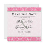 Pale Pink Hot Pink Damask Wedding Save the Date invitations