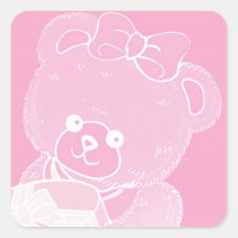 Pale Pink Teddy Bear for Girls Square Sticker