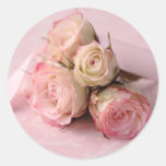 pale roses on pink swirls small stickers