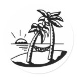 Palm black round stickers