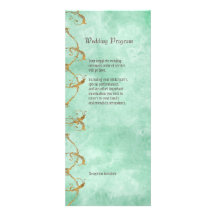 Palm Paradise  - Blue Green Wedding Program Card Custom Invite