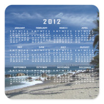 Palm Tree Beach; 2012 Calendar Square Sticker