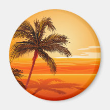Palm Tree Beach Sunset Magnet