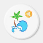Palm Tree, Ocean and Sun Refrigerator Magnets
