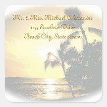 Palm Tree Ocean Sunset Return Address Sticker