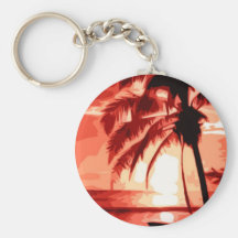 Palm Tree & Red Sunset Key Chain
