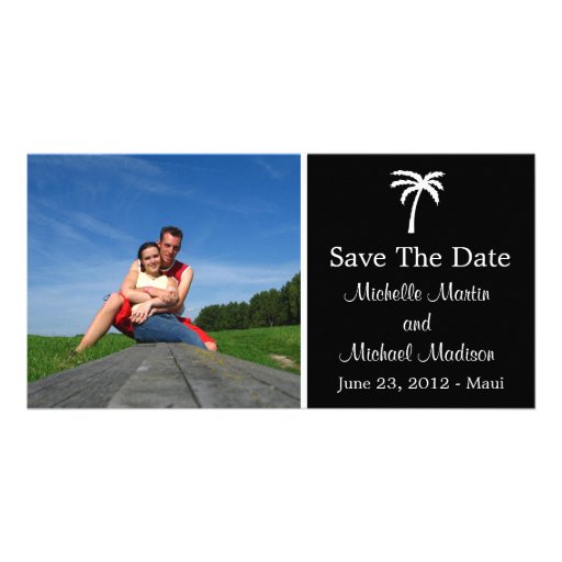 Palm Tree Save The Date Photocard (Black) Personalized Photo Card