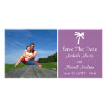 Palm Tree Save The Date Photocard Eggplant Purple Photo Card Template