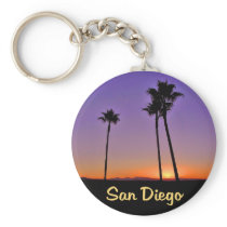 Palm Tree Silhouette In San Diego Key Chain
