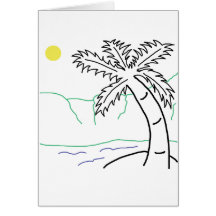 Palm tree sketch greeting cards