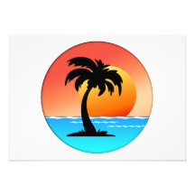 Palm Tree Sunset Personalised Invitations