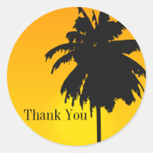 Palm Tree Sunset Wedding Stickers Thank Yo