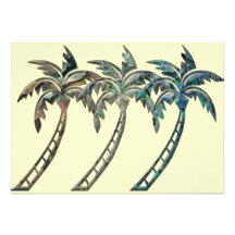 Palm Trees in Paua Shell Textures Personalized Invitation