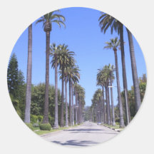 Palm trees on a street in Los Angeles Stickers