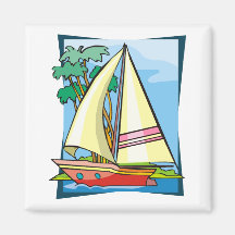 Palm Trees & Sailboat Fridge Magnet