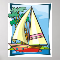 Palm Trees & Sailboat