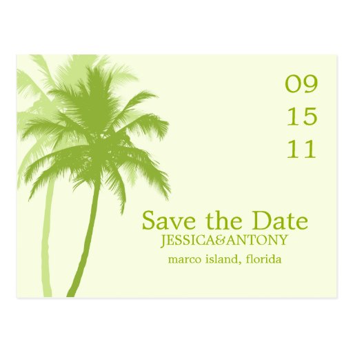Palm Trees Tropical Wedding Save the Date Postcard