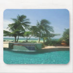 Palms between pooland sea, on a mousepad