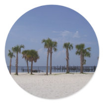 Palms on a Beach Round Stickers