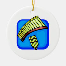 Pan Pipes With Blue background pan flute Christmas Tree Ornament