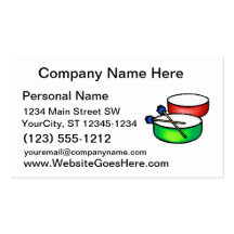pan white head drums with mallets music percussion business card template