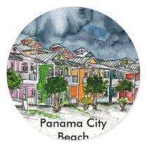 Panama City Beach Florida tropical art gifts Round Sticker
