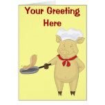 Pancake Flipping Pig Chef Greeting Cards