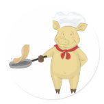 Pancake Flipping Pig Chef stickers