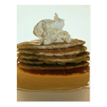Pancakes with whipped butter postcard