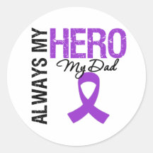 Pancreatic Cancer Always My Hero My Dad Round Sticker