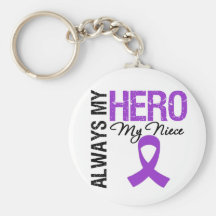 Pancreatic Cancer Always My Hero My Niece Keychains