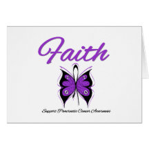 Pancreatic Cancer Faith Butterfly Ribbon Greeting Card