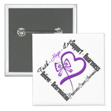 Pancreatic Cancer Faith Hope Love Butterfly Button