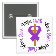 Pancreatic Cancer Faith Hope Love Cross Button