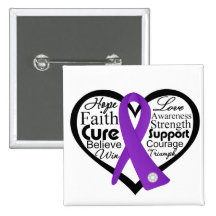Pancreatic Cancer Heart Ribbon Collage Pinback Buttons
