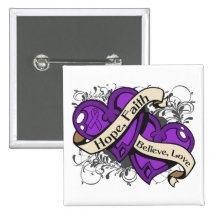 Pancreatic Cancer Hope Faith Dual Hearts Pinback Buttons