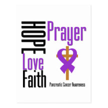 Pancreatic cancer Hope Love Faith Prayer Cross Post Cards