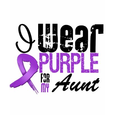 Pancreatic Cancer I Wear Purple Ribbon AUNT T Shirt by cancerapparel