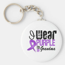 Pancreatic Cancer I Wear Purple Ribbon GRANDMA Key Chains