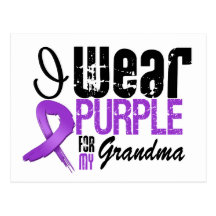 Pancreatic Cancer I Wear Purple Ribbon GRANDMA Postcards