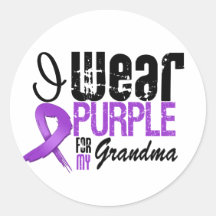 Pancreatic Cancer I Wear Purple Ribbon GRANDMA Round Stickers